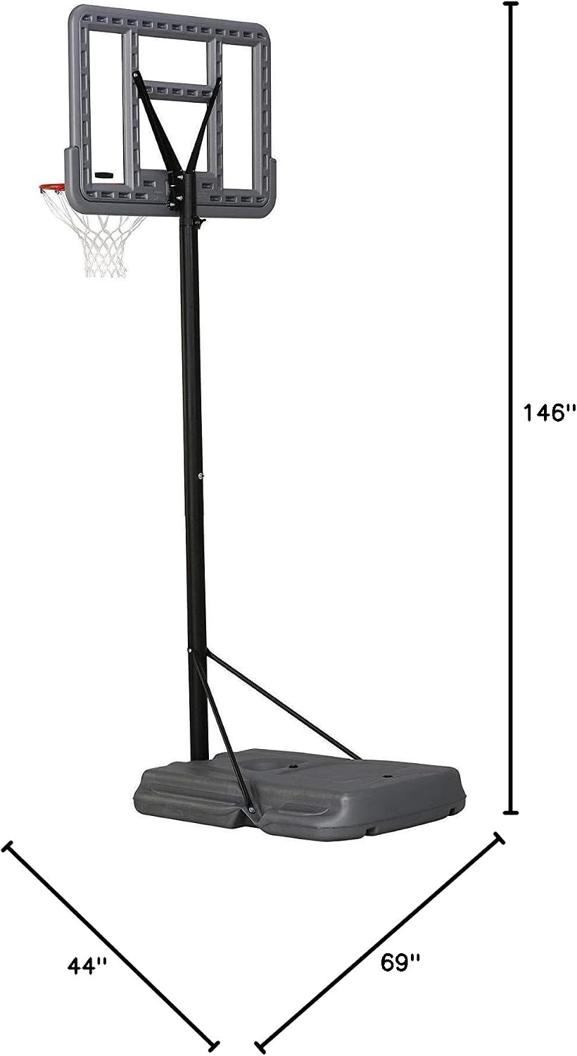 90690 Portable Basketball System, Gray, 44" Polycarbonate Backboard