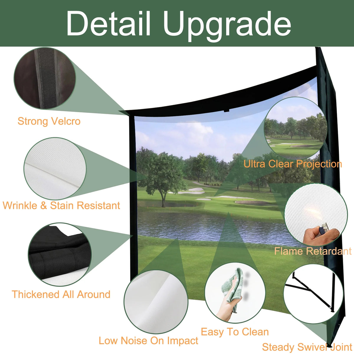 DIY Golf Simulator Impact Screen Frame Enclosure Kit Set, Use with Simulators, Durable Fabric with Velcro, Reinforced Black Border, 9.8'X9.8'X4.9'