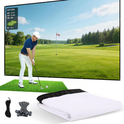 Golf Simulator Impact Screen,Clear Impact Screen（78/98/118/138/157In with 10 Spring Buckles and 1 Rope for Golf Training, Home Golf Simulator Screen for Indoor/Garage