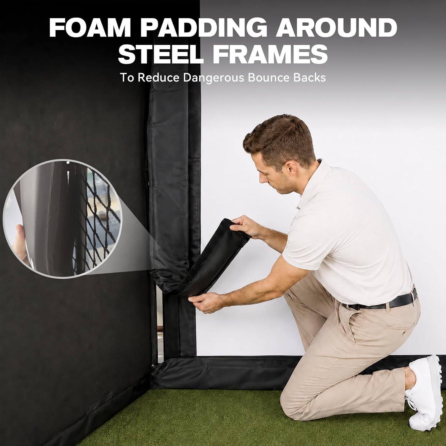 Golf Simulator Enclosure, 10 X 8 Ft/12 X 9 Ft, HD Impact Screen | Foam-Padded Frame, Indoor Golf Practice Cage for Home, Garage & Studio
