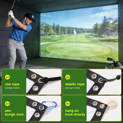 Golf Simulator Impact Screen,Clear Impact Screen（78/98/118/138/157In with 10 Spring Buckles and 1 Rope for Golf Training, Home Golf Simulator Screen for Indoor/Garage