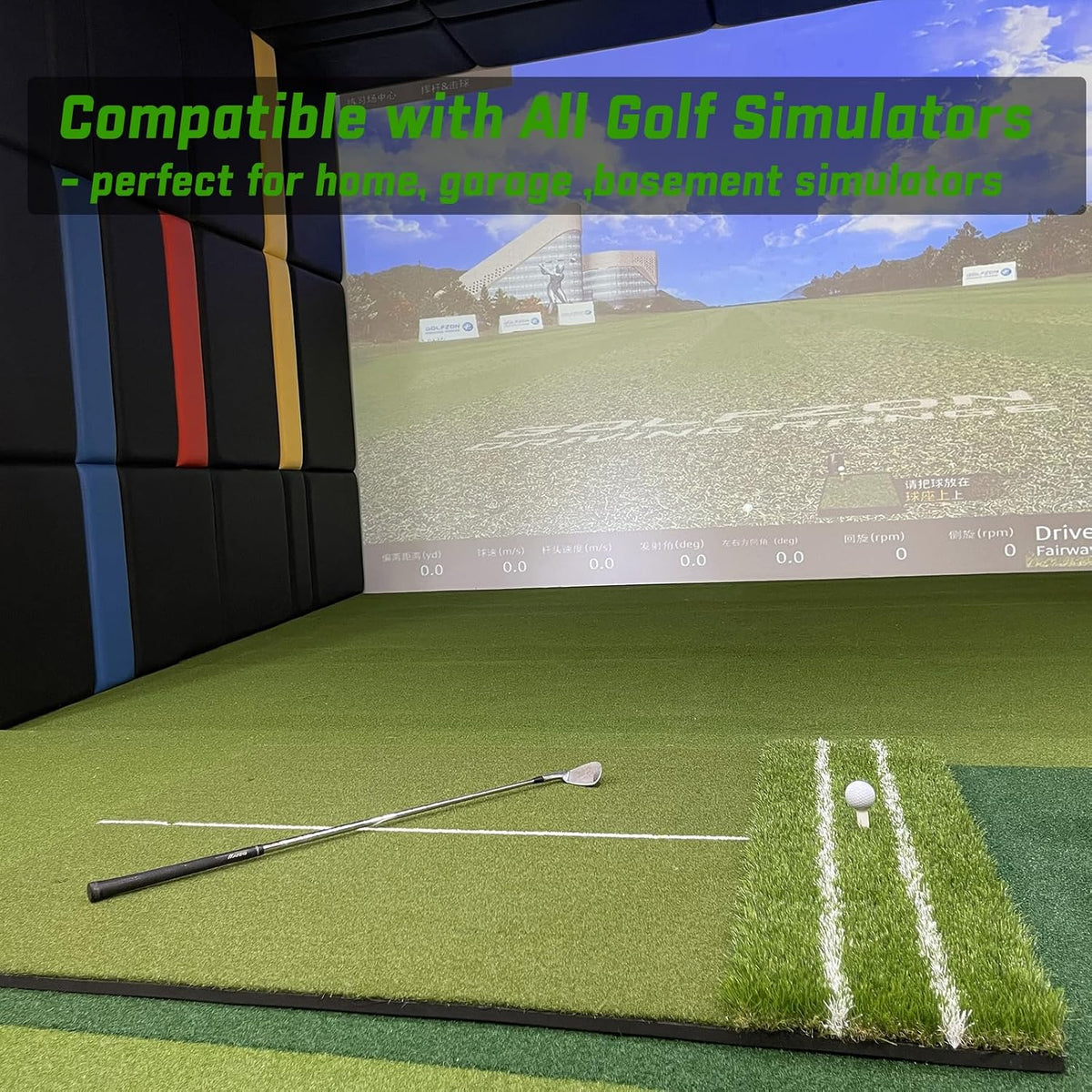 Real Feel 5X4Ft Golf Hitting Mat – Large Dual Turf, Alignment & Angle of Approach Aid, Golf Mat Practice Outdoor & Indoor, Driving Chipping Putting,Golf Training Swing Mat,Gift for Men Dad Golfer
