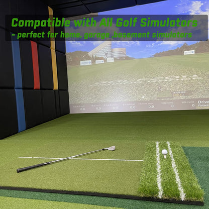 Real Feel 5X4Ft Golf Hitting Mat – Large Dual Turf, Alignment & Angle of Approach Aid, Golf Mat Practice Outdoor & Indoor, Driving Chipping Putting,Golf Training Swing Mat,Gift for Men Dad Golfer