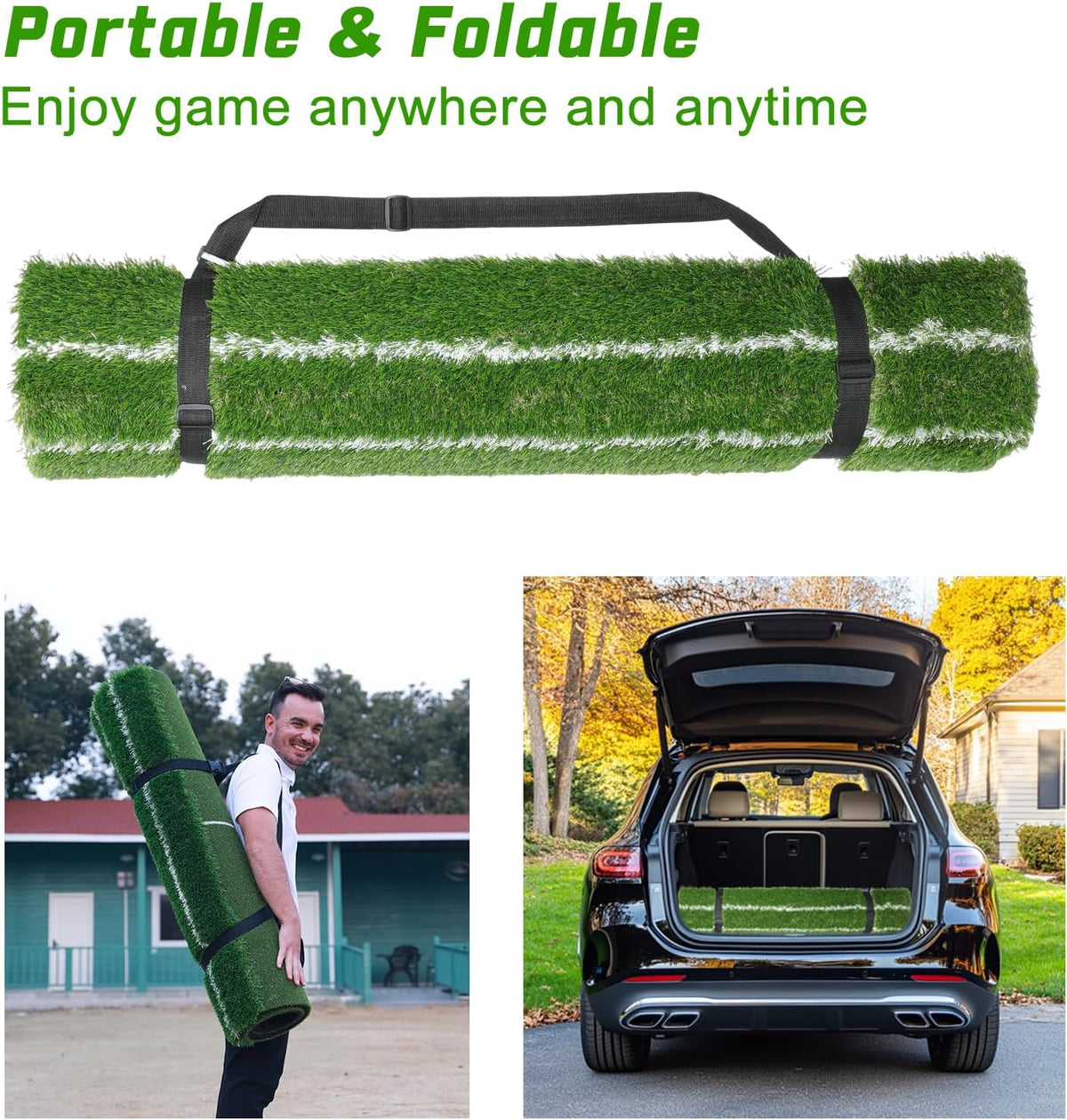 Real Feel 5X4Ft Golf Hitting Mat – Large Dual Turf, Alignment & Angle of Approach Aid, Golf Mat Practice Outdoor & Indoor, Driving Chipping Putting,Golf Training Swing Mat,Gift for Men Dad Golfer