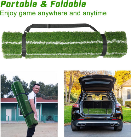 Real Feel 5X4Ft Golf Hitting Mat – Large Dual Turf, Alignment & Angle of Approach Aid, Golf Mat Practice Outdoor & Indoor, Driving Chipping Putting,Golf Training Swing Mat,Gift for Men Dad Golfer