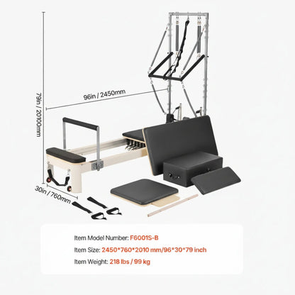 Pilates Reformer Foldable, Suitable for Intermediate and Beginners Users, Pilates Equipment for Home Gym Studio Use with 4 Adjustable Resistance Spring, up to 400 LBS