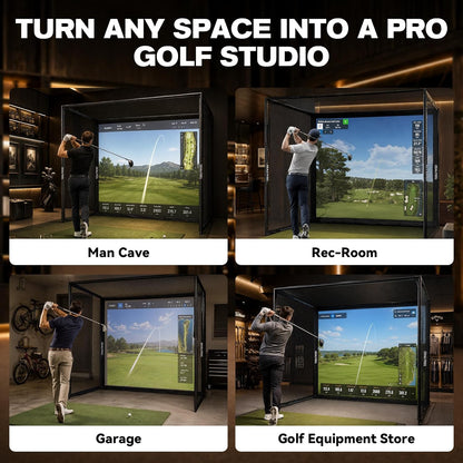 Golf Simulator Enclosure, 10 X 8 Ft/12 X 9 Ft, HD Impact Screen | Foam-Padded Frame, Indoor Golf Practice Cage for Home, Garage & Studio