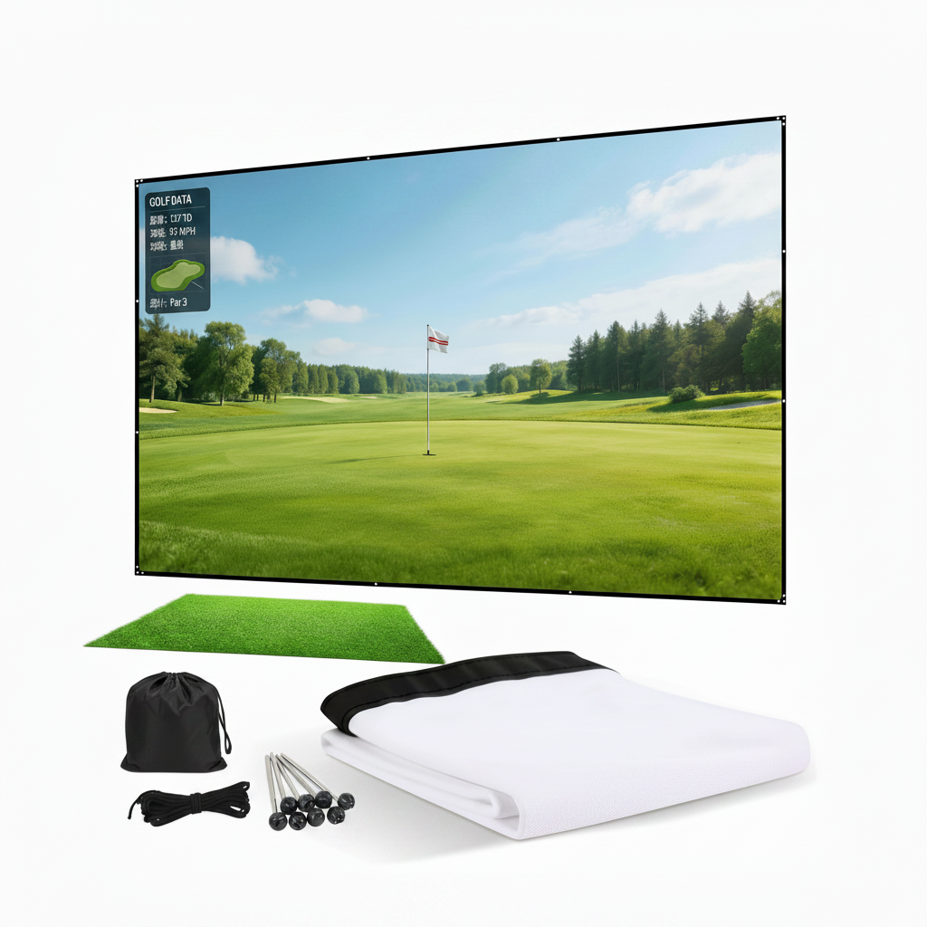 Golf Simulator Impact Screen,Clear Impact Screen（78/98/118/138/157In with 10 Spring Buckles and 1 Rope for Golf Training, Home Golf Simulator Screen for Indoor/Garage
