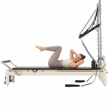 Pilates Reformer Foldable, Suitable for Intermediate and Beginners Users, Pilates Equipment for Home Gym Studio Use with 4 Adjustable Resistance Spring, up to 400 LBS