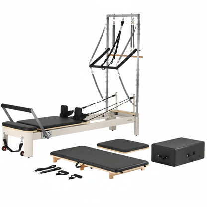 Pilates Reformer Foldable, Suitable for Intermediate and Beginners Users, Pilates Equipment for Home Gym Studio Use with 4 Adjustable Resistance Spring, up to 400 LBS