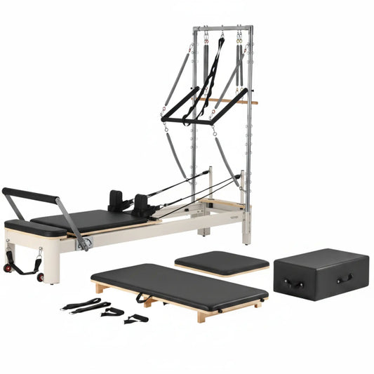 Pilates Reformer Foldable, Suitable for Intermediate and Beginners Users, Pilates Equipment for Home Gym Studio Use with 4 Adjustable Resistance Spring, up to 400 LBS
